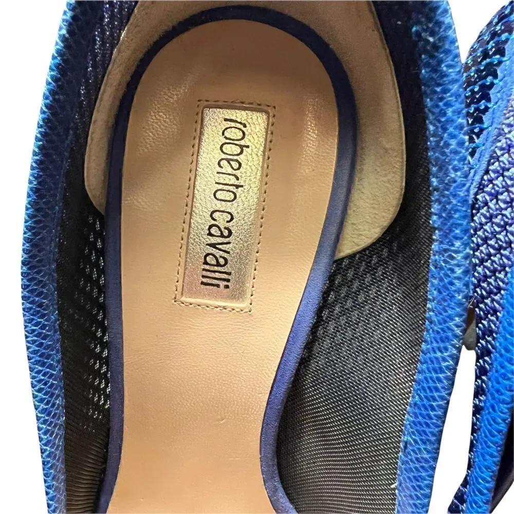 Nib Roberto Cavalli Mesh Blue heels pumps